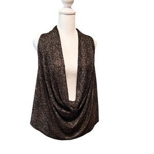 Boutique Paradiso Shimmering Metallic Cowl Neck Tank Top Made in USA Size Medium